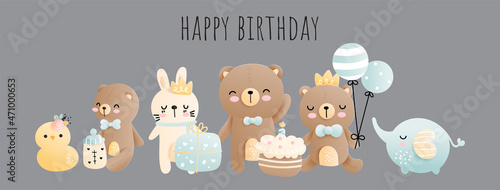 Baby animal, baby birthday for birthday card