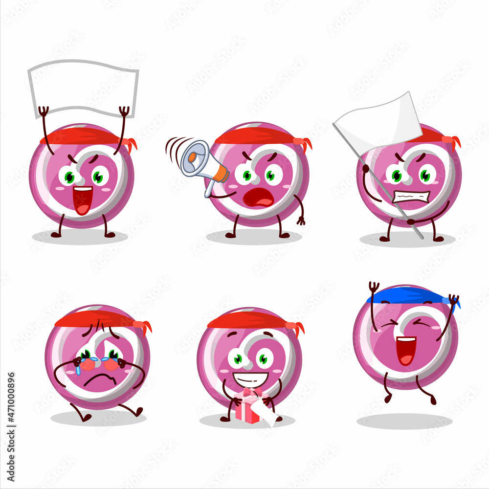 Mascot design style of pink sweet candy character as an attractive supporter