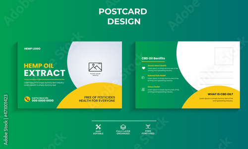Hemp or Cbd Product Postcard Design Template