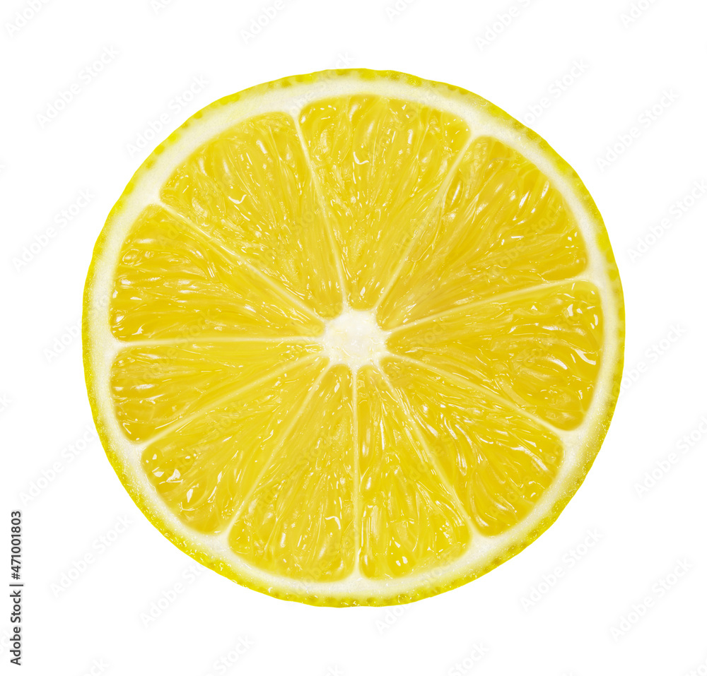 bright yellow lemon circle close up isolated on white background with clipping path bright yellow lemon circle close up isolated on white background with clipping path