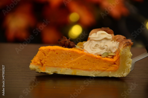 Fresh Homemade Pumpkin Pie made for Thanksgiving photo