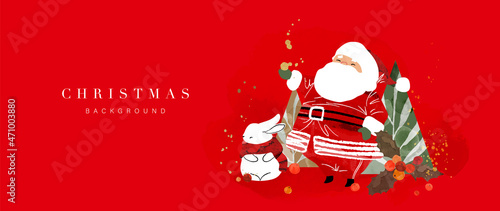 Winter background vector. Hand painted watercolor drawing for Christmas  and Happy New Year season. Background design for invitation, cards, social post, ad, cover, sale banner and invitation.
