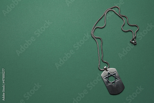 Fényképezés Military tag of Israeli soldier on color background