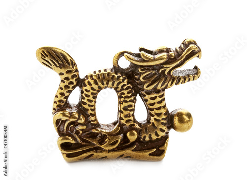 Figurine of Chinese dragon on white background