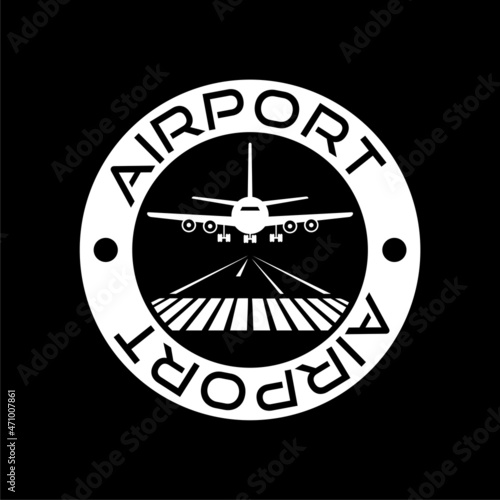 Airport icon isolated on dark background