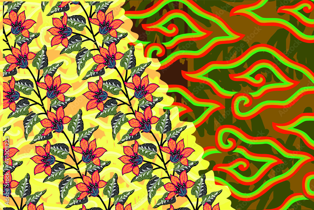 Motif Mega Mendung, batik motif typical of West Java Indonesia, curved line pattern with cloud objects, with developments and various artistic colors Motif Mega Mendung, batik motif typical of West Java Indonesia, curved line pattern with cloud objects, with developments and various artistic colors