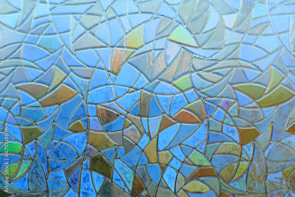 Stained glass with art-deco mosaic Stained glass with art-deco mosaic
