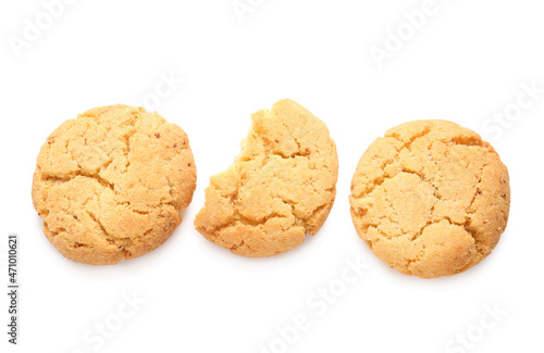 Delicious homemade cookies on white background