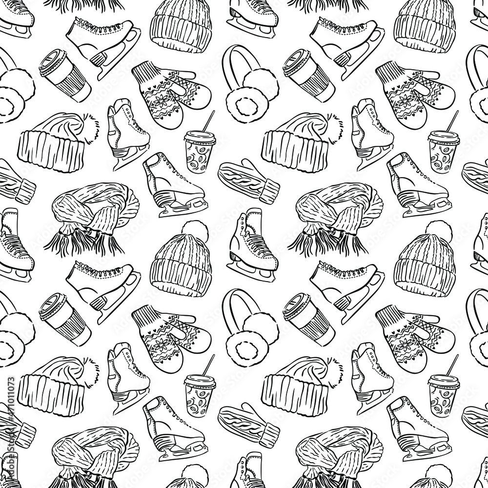 pattern for the design of New Year's printed materials, New Year's pattern, pattern of items for skating on the rink pattern for the design of New Year's printed materials, New Year's pattern, pattern of items for skating on the rink