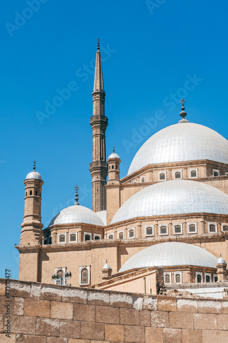 cairo, egypt. 9th october, 2021: indoor architecture of saladin mosque more known as mohammed ali.