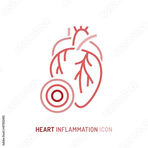 Heart inflammation, pain, angriness sign. Editable vector illustration