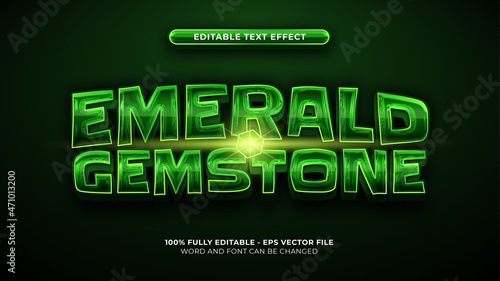 title text effect template. green emerald gems 3d style, crystal vector layered