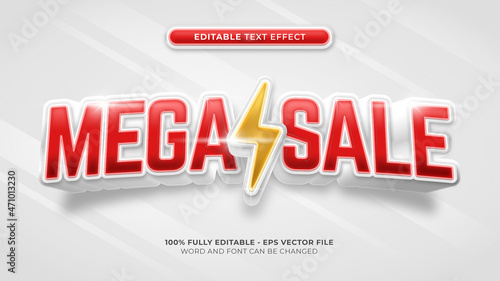title text effect template. mega sale promo title lightning style 3d and bold vector layered