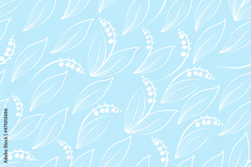 Fototapeta premium Lily of the valley seamles pattern. Vector illustration