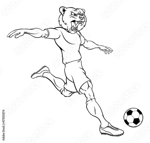 Bear Soccer Football Player Animal Sports Mascot