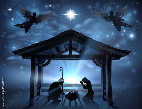 Christmas Nativity Scene Jesus Manger Silhouette