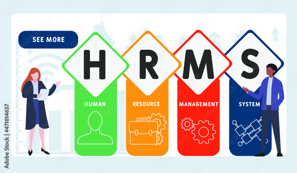 HRMS - Human Resource Management System acronym. business concept