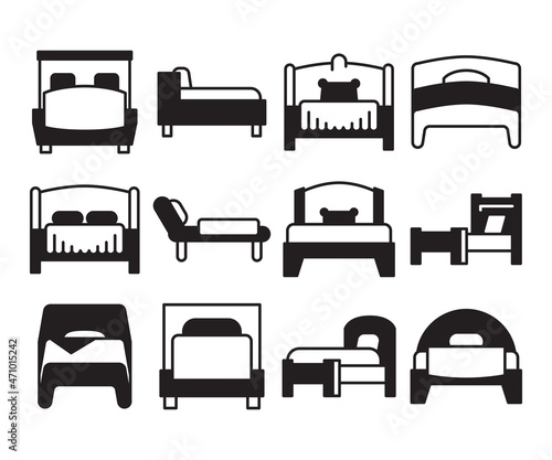 bed icons set vector illustration