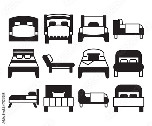 bed icons set vector illustration