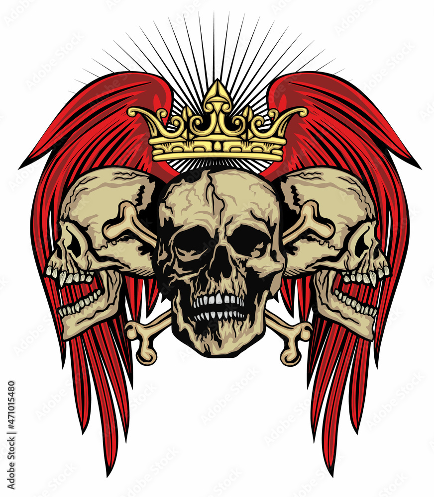 Fototapeta premium Gothic sign with skull, grunge vintage design t shirts