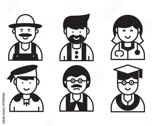 people and profession profile avatar vector set