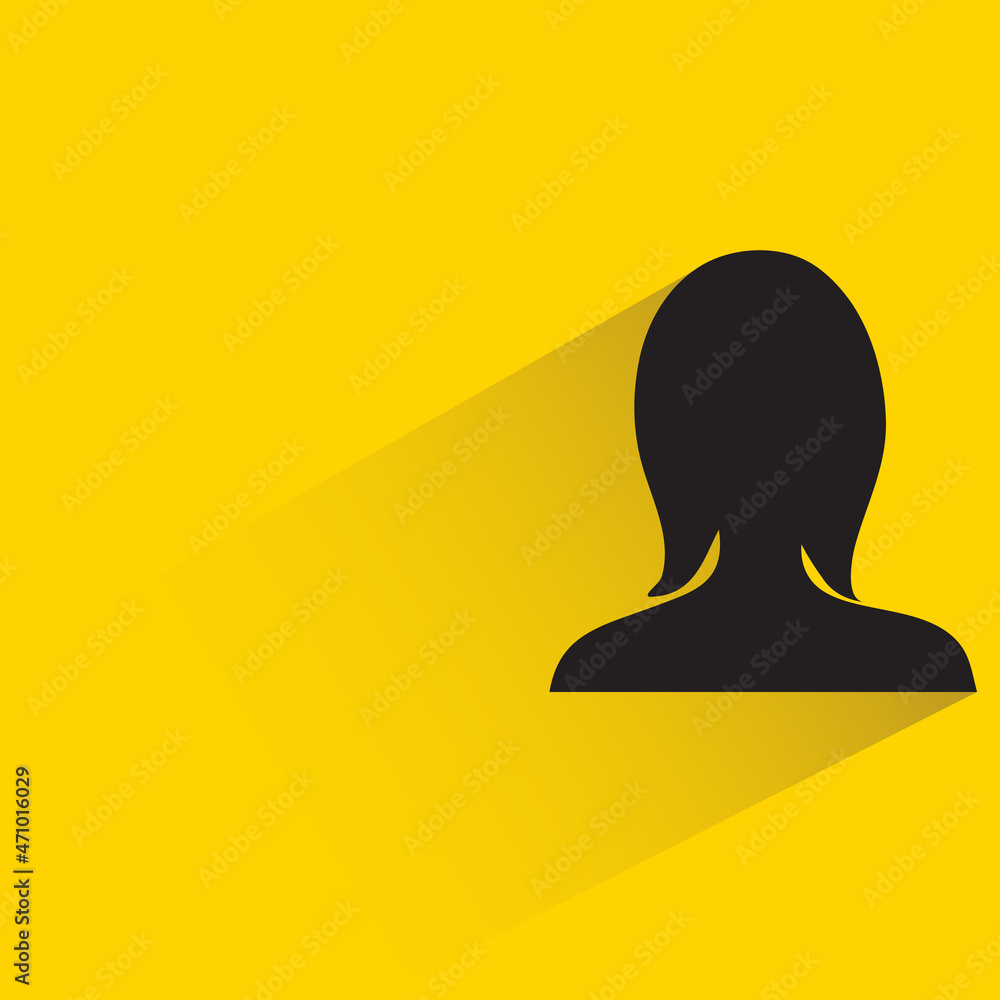 silhouette woman face with drop shadow on yellow background silhouette woman face with drop shadow on yellow background