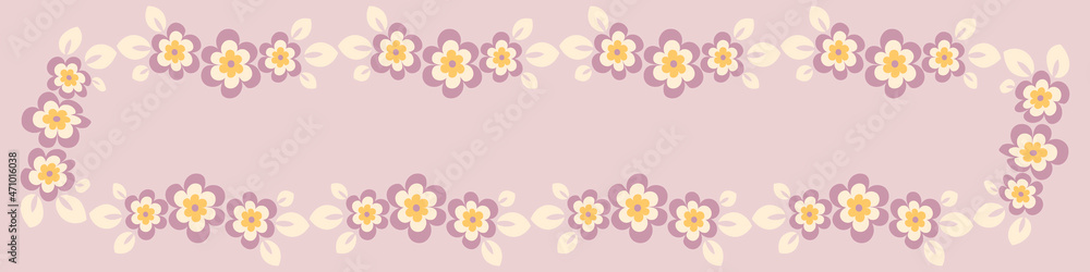Illustration on a sheet of 4x1 format - stylized flowers with leaves - graphics. Banner for text, gift Illustration on a sheet of 4x1 format - stylized flowers with leaves - graphics. Banner for text, gift