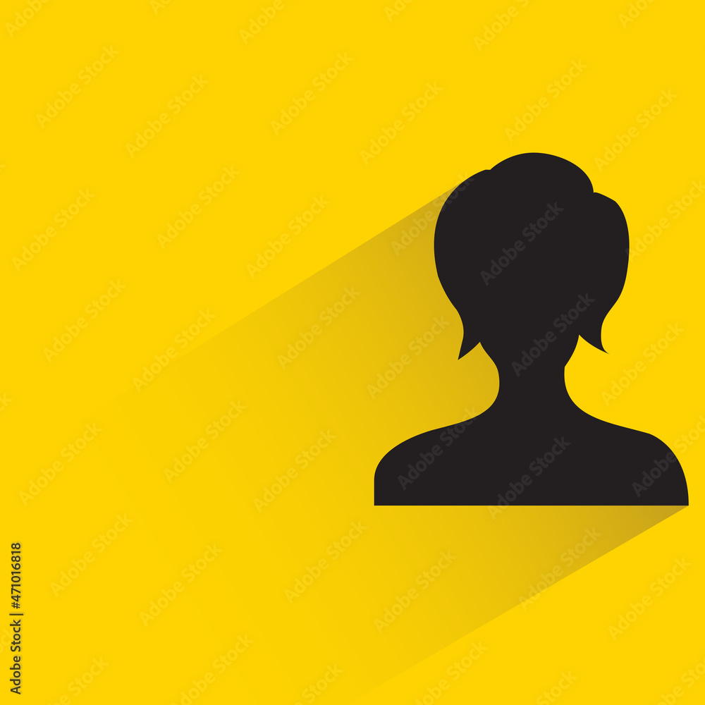 silhouette woman face with drop shadow on yellow background