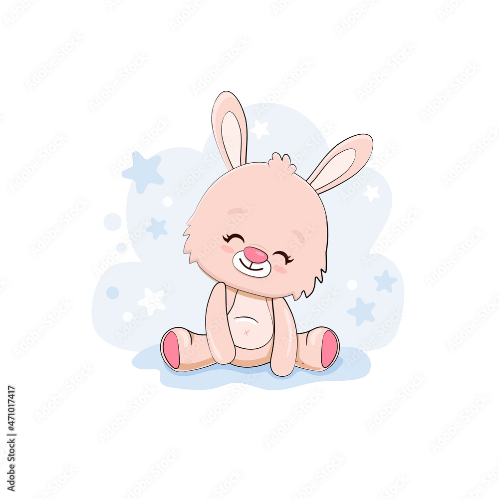 Fototapeta premium Cute cartoon bunny isolated on a white background