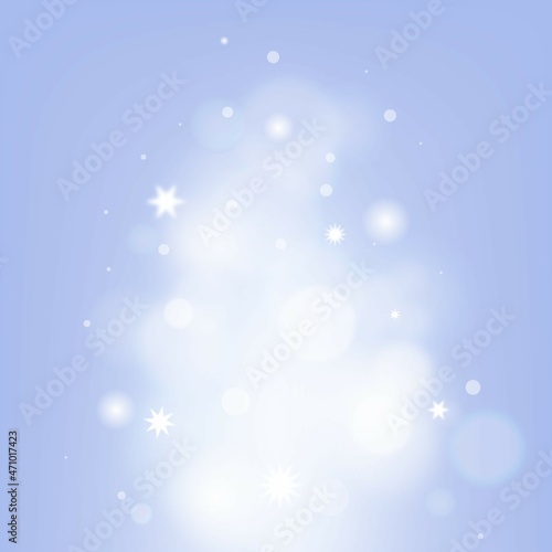 Blue Snowy Bokeh background with mini star in dreamy winter time