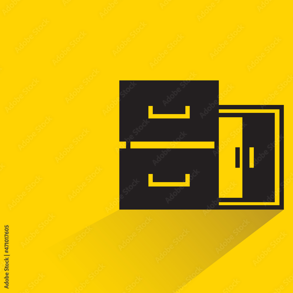 cupboard icon with shadow on yellow background cupboard icon with shadow on yellow background