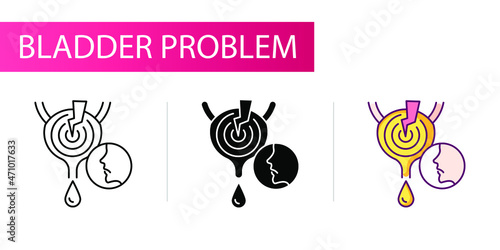 Severe bladder pain, spasm. Line icon concept