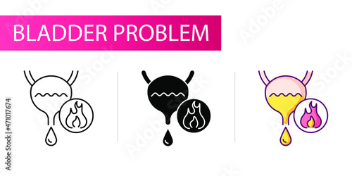 Burning sensation in the bladder. Line icon concept bladder. Line icon concept