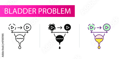 Delayed onset of urination. Line icon concept