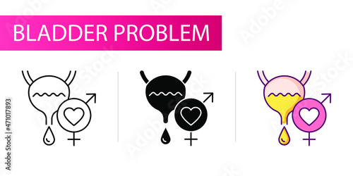 Urination during an intimate relationship. Line icon concept