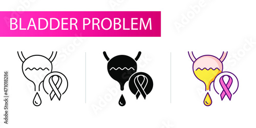 Bladder cancer. Line icon concept