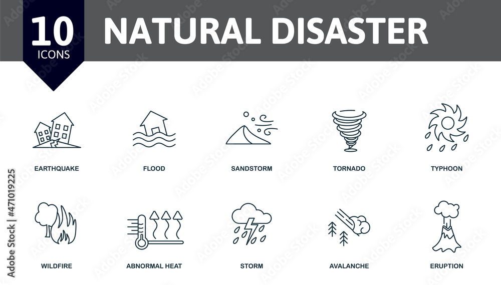 Natural Disaster icon set. Collection of simple elements such as the ...