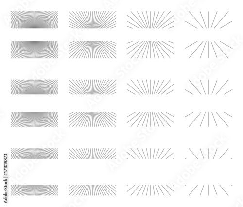 Set of Vintage Square Sunbursts in Different Shapes. Trendy Hand Drawn Retro Bursting Rays Design Element. Hipster Vector illustrations © pomolchim