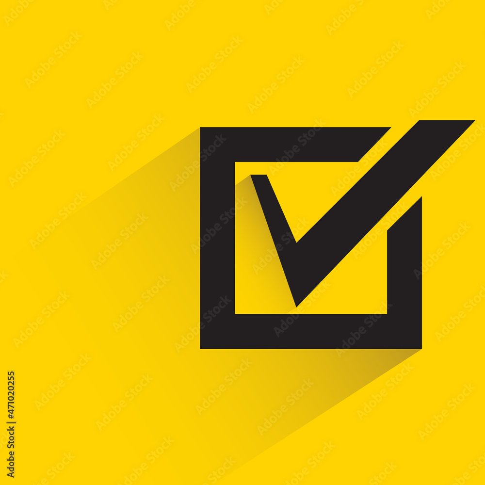 check mark with shadow on yellow background check mark with shadow on yellow background
