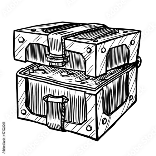 Hand drawn  vector illustration of casket  isolated on white background
