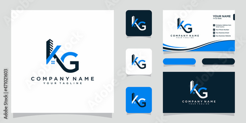 Letter KG Vector Logo. Home Icon and Symbol.
