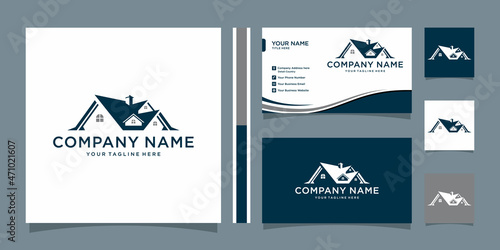 Home real estate residential building property logo with business card design