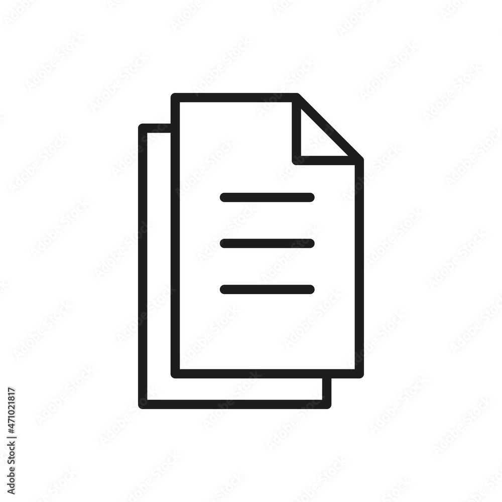 A4 papers simple vector icon. Two paper sheets isolated on white background. Pile of documents