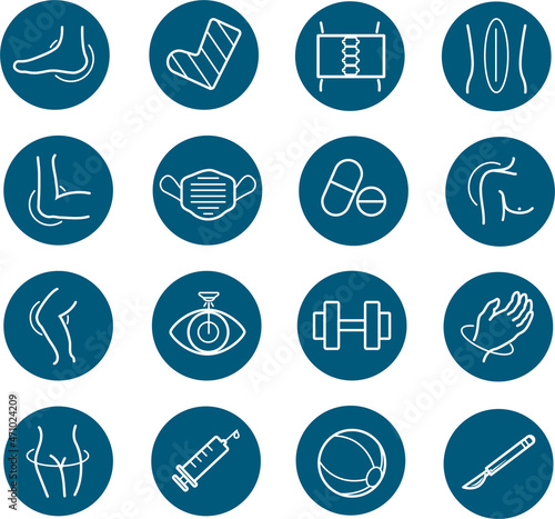 Medical healthcare circle icons vector illustration set