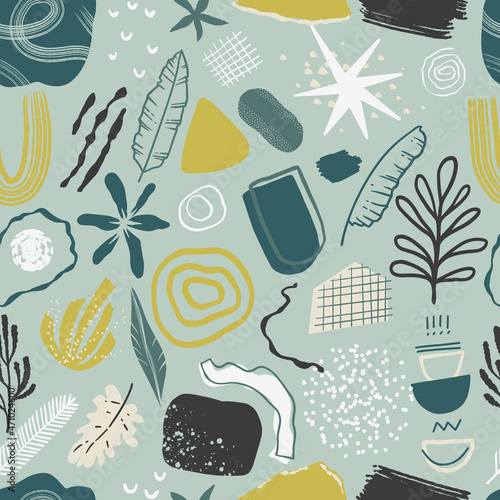 Modern jungle seamless vector pattern for girls, boys