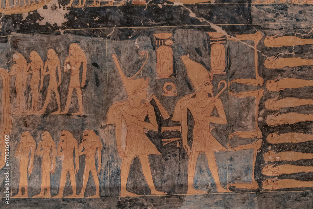 amazing hieroglyphics inside the tombs of pharaons in luxor, egypt