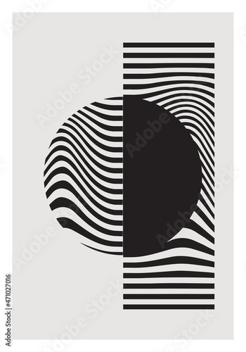 Minimal 20s geometric design poster, vector template with primitive shapes