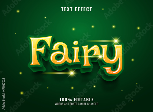 funny magic green yellow fairy text effect