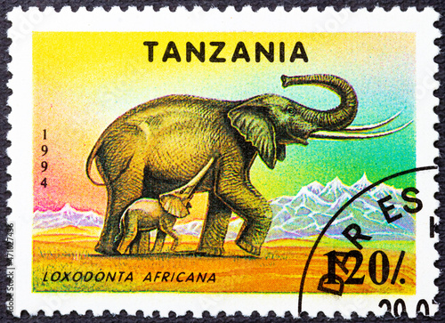 TANZANIA - CIRCA 1991: A stamp printed in Tanzania shows an elephant, circa 1991.