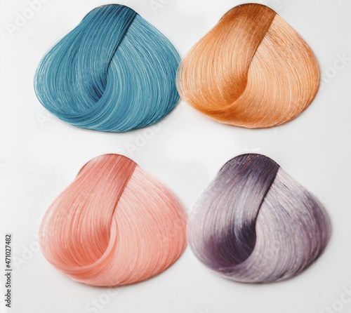 Obraz na plátně Set hair tints colors palette on white background